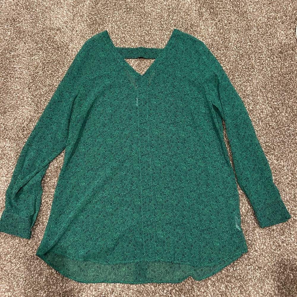 CAbi Teal V-Neck Blouse
